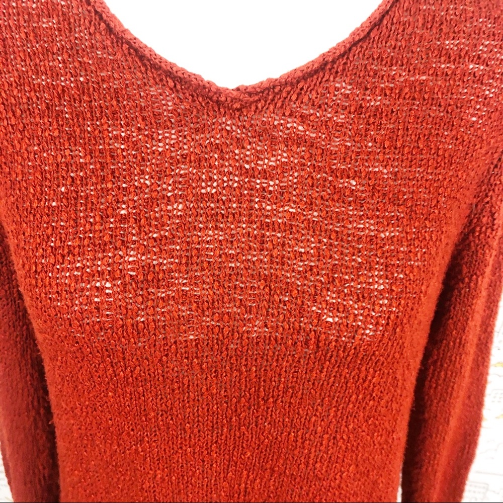 Eileen Fisher Open Weave Rust Sweater Large - image 2